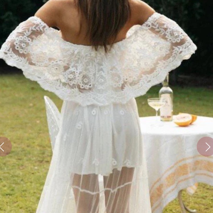 Women's Off Shoulder Lace Maxi Dress Boho White Bridesmaid Wedding Gown
